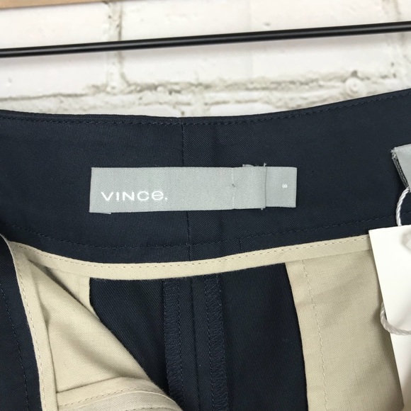 VINCE. High Waist Pleated Tailored Navy Shorts - Picture 8 of 8